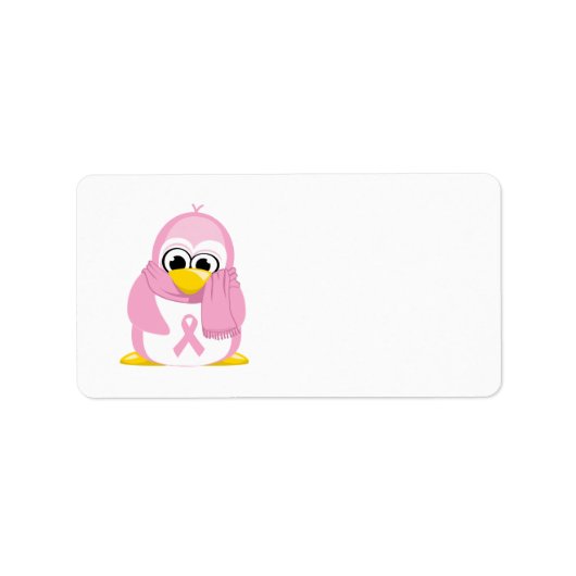 Borstkanker Roze Penguin Etiket (Voorkant)