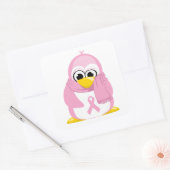 Borstkanker Roze Penguin Vierkante Sticker (Envelop)