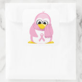 Borstkanker Roze Penguin Vierkante Sticker (Tas)