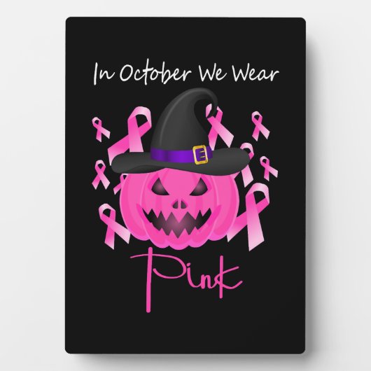 Borstkanker roze pompoen Halloween Fotoplaat (voorkant)