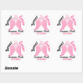 Borstkanker - Roze Ribbon Angel Ronde Sticker (Vel)