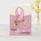 Borstkanker Roze Ribbon Hope Love Courage Kaart (Gele Bloem)