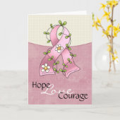 Borstkanker Roze Ribbon Hope Love Courage Kaart 2 (Gele Bloem)