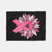 Borstkanker Roze ribbon Sunflower Breast Cancer Fleece Deken (Voorkant (Horizontaal))