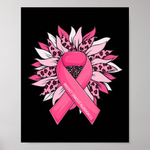Borstkanker Roze ribbon Sunflower Breast Cancer Poster
