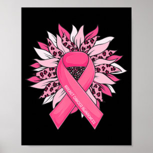 Borstkanker Roze ribbon Sunflower Breast Cancer Poster