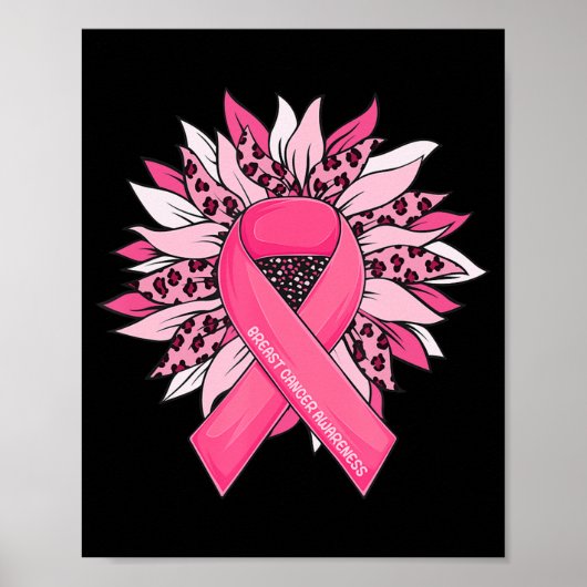 Borstkanker Roze ribbon Sunflower Breast Cancer Poster (Voorkant)