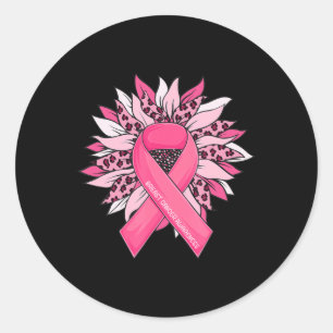 Borstkanker Roze ribbon Sunflower Breast Cancer Ronde Sticker