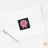 Borstkanker Roze ribbon Sunflower Breast Cancer  Vierkante Sticker (Envelop)