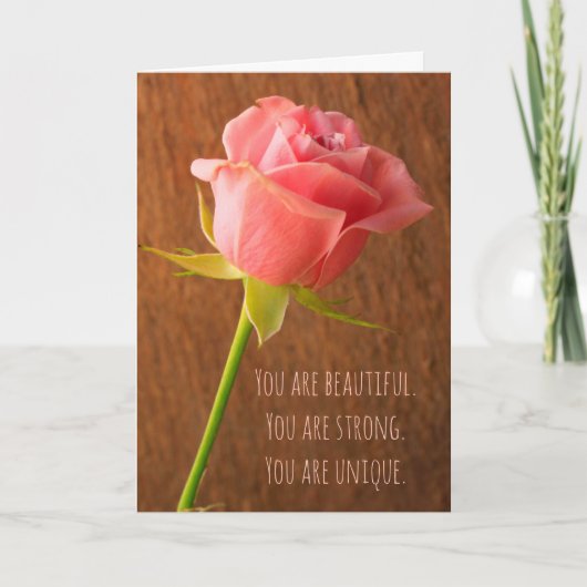 Borstkanker Roze Rose Kaart (Voorkant)