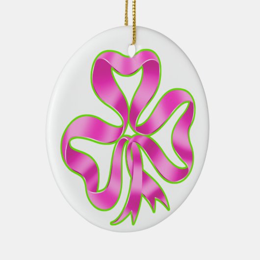 Borstkanker Shamrock Ribbon Keramisch Ornament (Rechts)