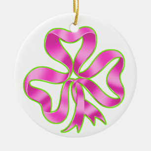 Borstkanker Shamrock Ribbon Keramisch Ornament