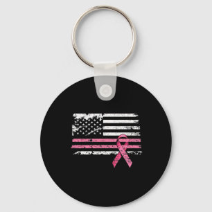 Borstkanker Shirt Amerikaanse vlag Borstkanker AW Sleutelhanger