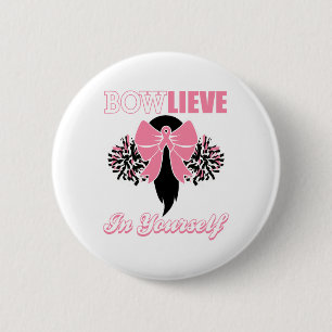 Borstkanker Shirt Roze Bow Cheer Gift Ronde Button 5,7 Cm