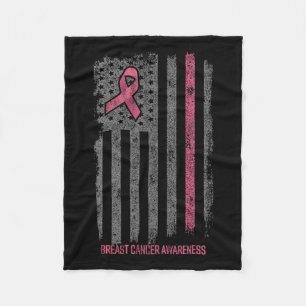 Borstkanker Shirten American Flag Breast Cancer A Fleece Deken