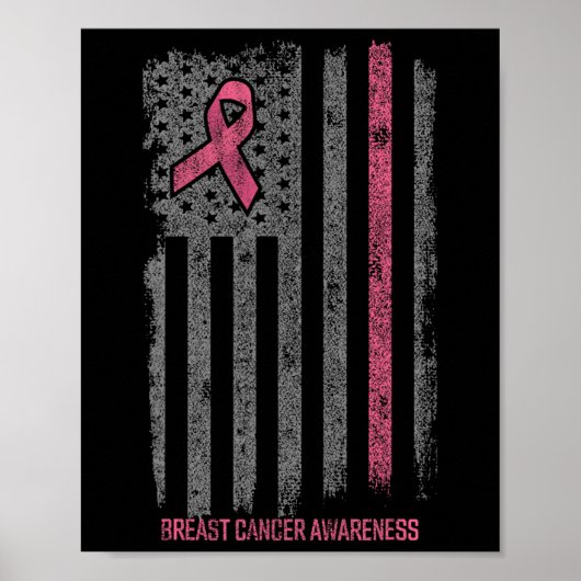 Borstkanker Shirten American Flag Breast Cancer A Poster (Voorkant)