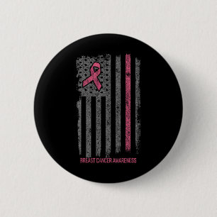 Borstkanker Shirten American Flag Breast Cancer A Ronde Button 5,7 Cm