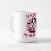 Borstkanker Shirten Vrouwen Halloween In Oktober W Koffiemok (Voorkant links)