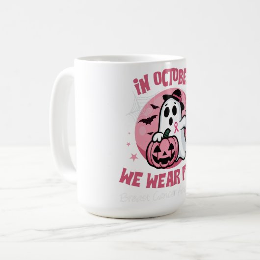 Borstkanker Shirten Vrouwen Halloween In Oktober W Koffiemok (Voorkant links)
