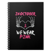 Borstkanker Skelet Hand Hart We Draag Vrouwen Notitieboek (Voorkant)