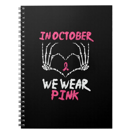 Borstkanker Skelet Hand Hart We Draag Vrouwen Notitieboek (Voorkant)