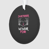 Borstkanker Skelet Hand Hart We Draag Vrouwen Ornament (voorkant)