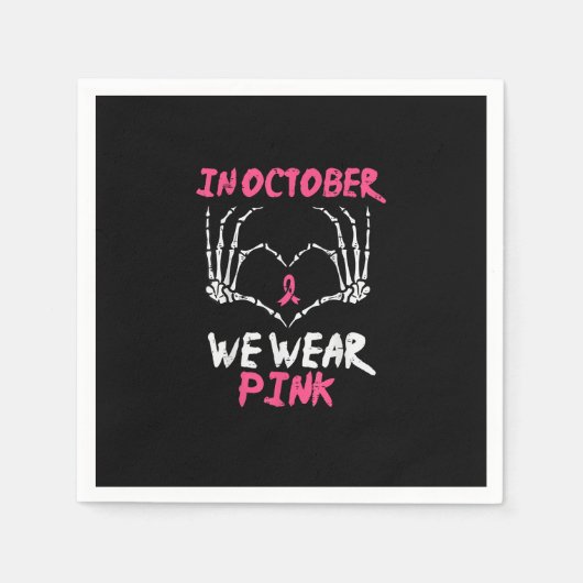 Borstkanker Skelet Hand Hart We Draag Vrouwen Servet (Voorkant)