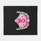 Borstkanker Skelet Hand Heart Sign Ribbon Award Fleece Deken (Voorkant (Horizontaal))