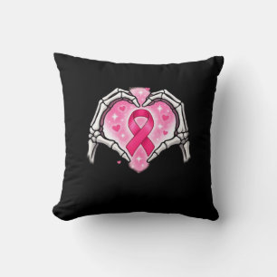 Borstkanker Skelet Hand Heart Sign Ribbon Award Kussen