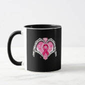 Borstkanker Skelet Hand Heart Sign Ribbon Award Mok (Links)