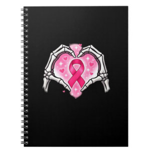 Borstkanker Skelet Hand Heart Sign Ribbon Award Notitieboek
