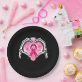 Borstkanker Skelet Hand Heart Sign Ribbon Award Papieren Bordje (Feest)