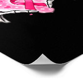 Borstkanker Skelet Hand Heart Sign Ribbon Award Poster (Hoek)