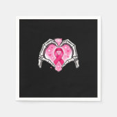 Borstkanker Skelet Hand Heart Sign Ribbon Award Servet (Voorkant)