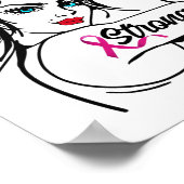 Borstkanker sterk Rosie de riveter roze lint Poster (Hoek)