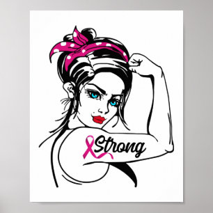 Borstkanker sterk Rosie de riveter roze lint Poster