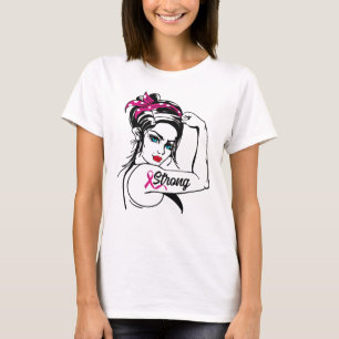 Borstkanker sterk Rosie de riveter roze lint T-shirt