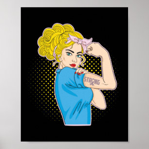 Borstkanker sterk roze ribbon Rosie de riveter Poster