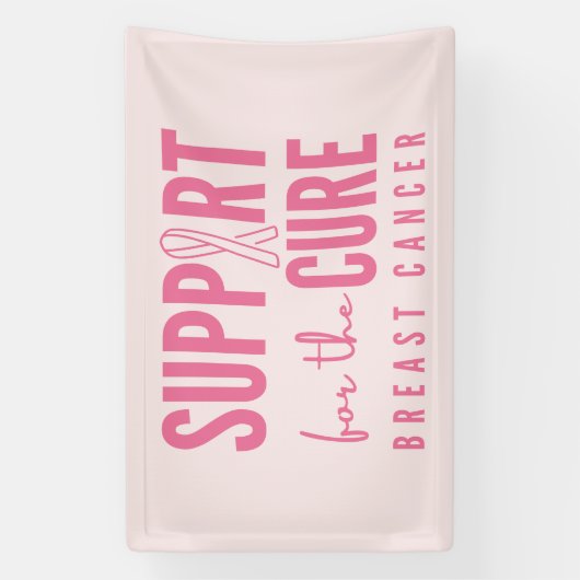 borstkanker steun genezen roze banner groot teken (Verticaal)