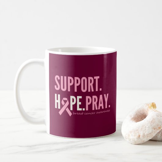 Borstkanker Steun Hoop Bid Mok (Met donut)