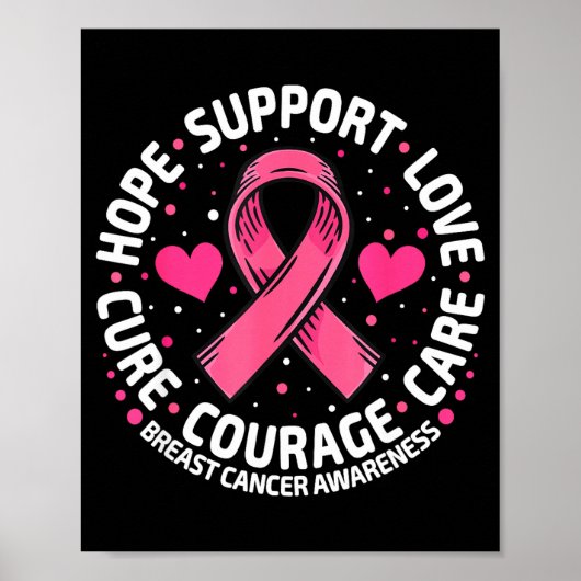 Borstkanker steun roze lint borstkanker poster (Voorkant)