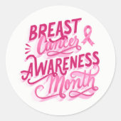 Borstkanker Stickers-Roze lint Ronde Sticker (Voorkant)
