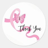 Borstkanker Stickers-Roze lint Ronde Sticker (Voorkant)