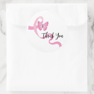 Borstkanker Stickers-Roze lint Ronde Sticker