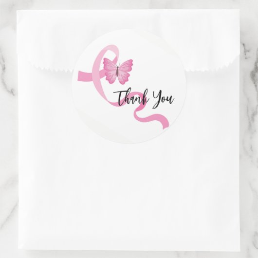 Borstkanker Stickers-Roze lint Ronde Sticker (Tas)