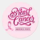 Borstkanker Stickers-Roze lint Ronde Sticker (Voorkant)