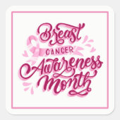 Borstkanker Stickers-Roze lint Vierkante Sticker (Voorkant)