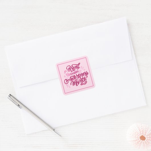 Borstkanker Stickers-Roze lint Vierkante Sticker (Envelop)