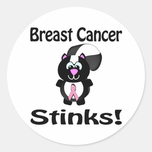 Borstkanker Stinks Skunk Awareness Design Ronde Sticker (Voorkant)