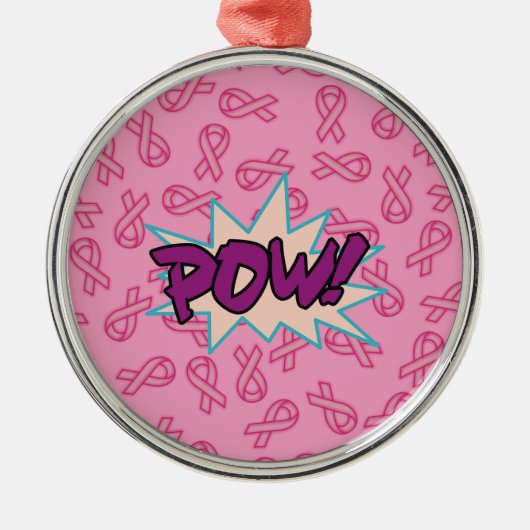 Borstkanker Super Hero Metalen Ornament (Voorkant)